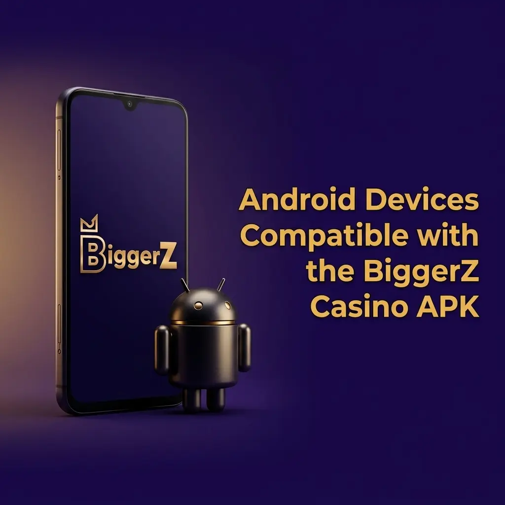 Table of Android devices compatible with BiggerZ Casino APK including Samsung, Sony, OnePlus, Xiaomi and more