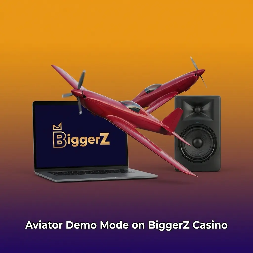 Aviator demo mode on BiggerZ Casino showing virtual credits gameplay with no deposit or registration required