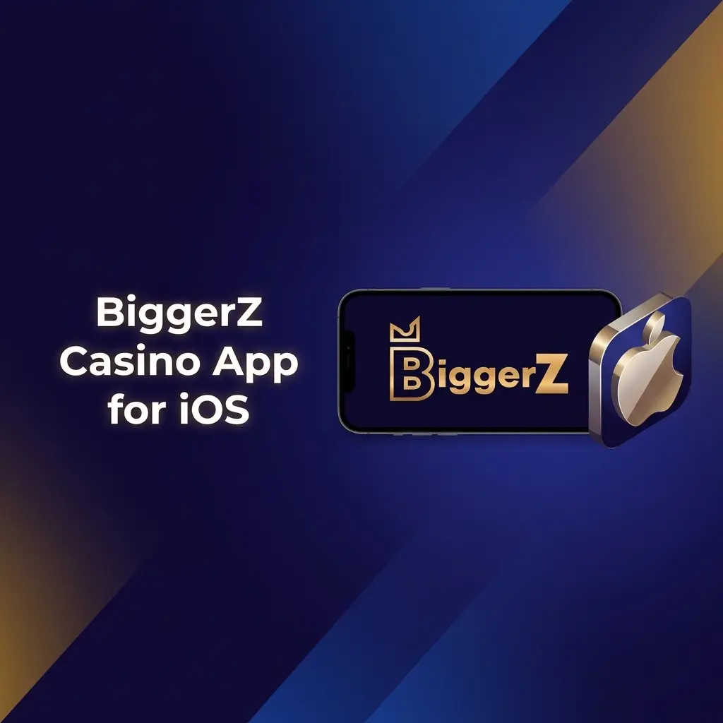BiggerZ Casino iOS app on iPhone and iPad showing download steps from the Apple App Store for casino gaming