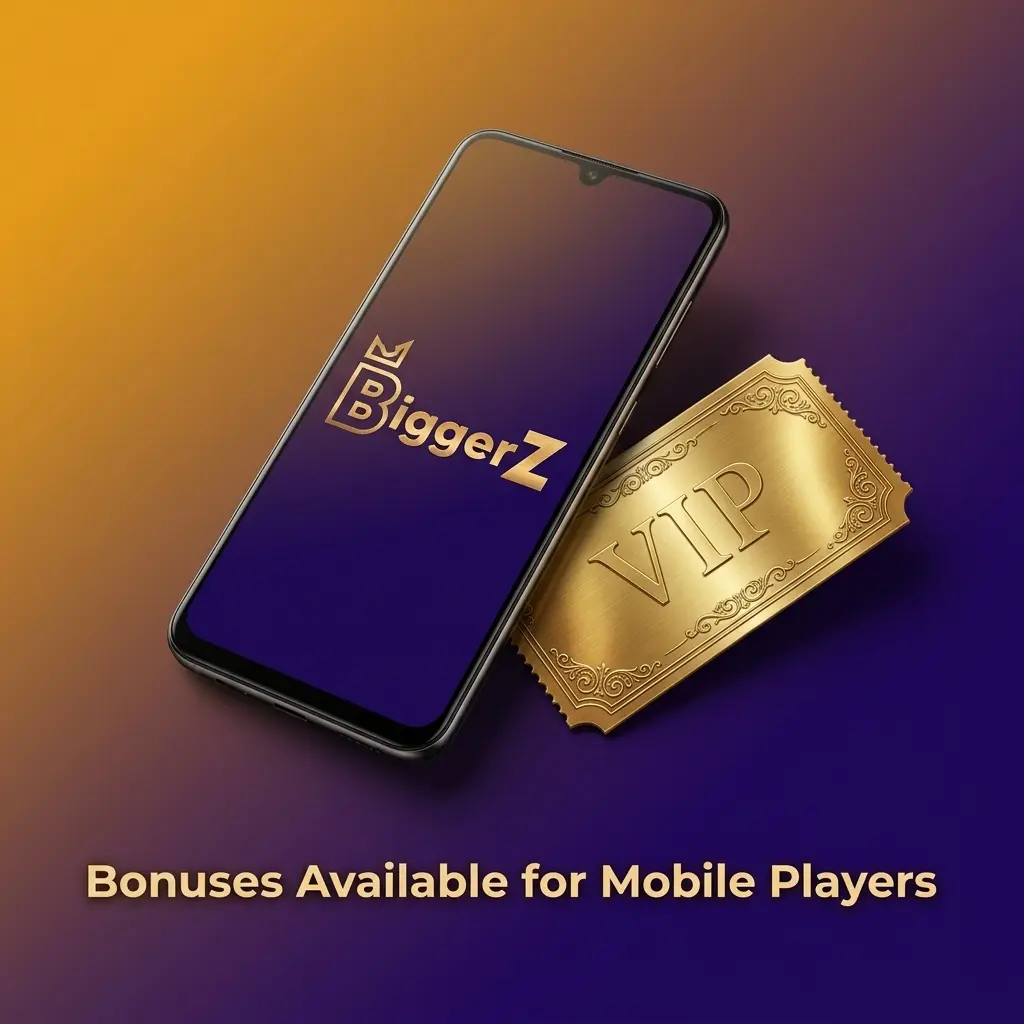 Mobile players accessing bonuses and promotions on BiggerZ Casino app including welcome package and reload offers
