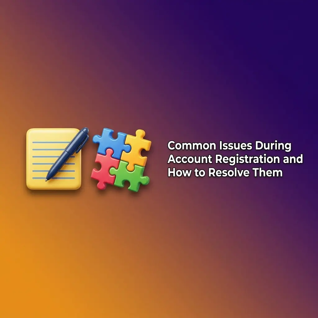 User guide showing common account registration issues and step-by-step solutions including email, KYC, and restrictions