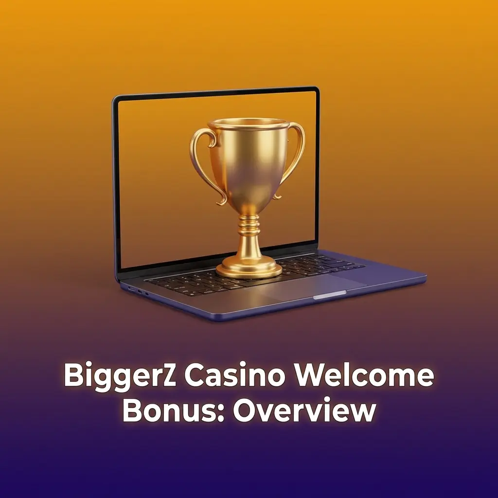 BiggerZ Casino welcome bonus table showing 50% first deposit bonus up to 1500 USD with 100 free spins and 40x wagering