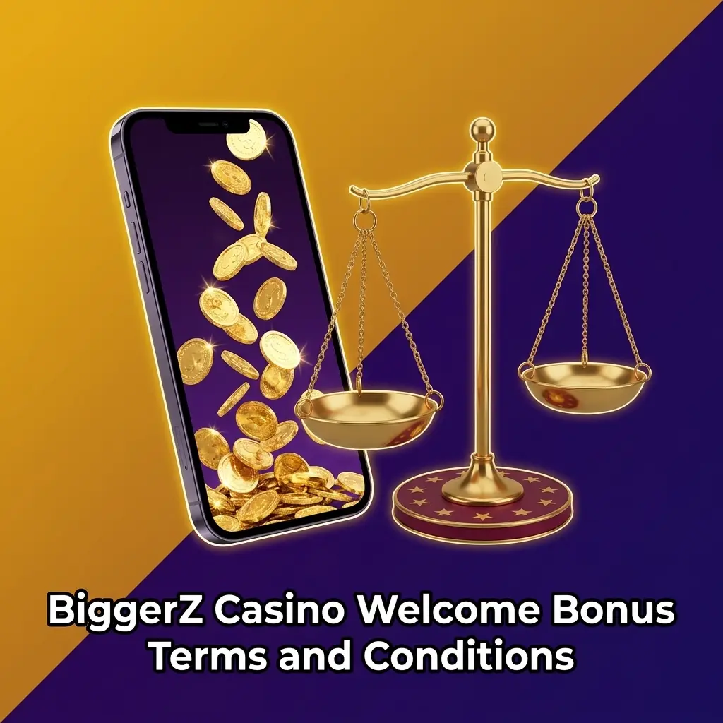 BiggerZ Casino welcome bonus terms showing eligibility, wagering requirements, free spins rules, and expiry conditions for new players