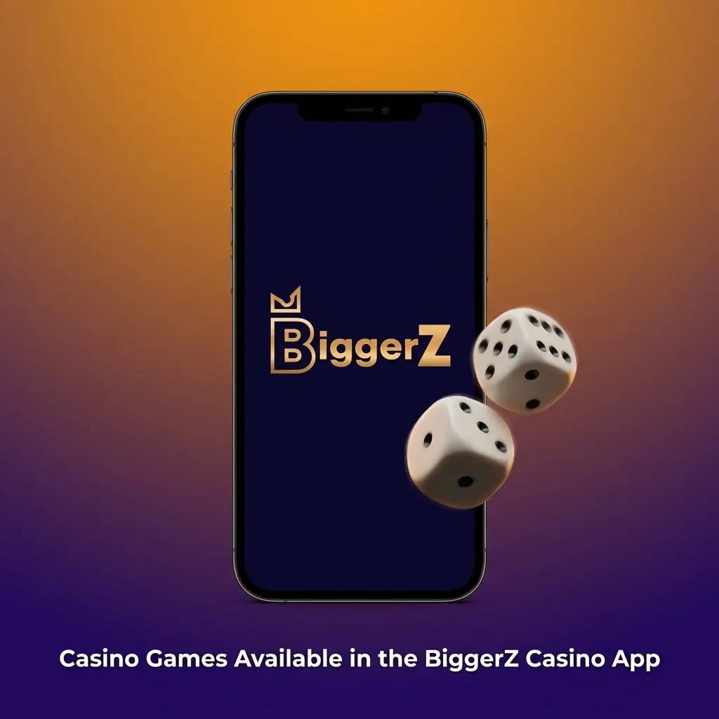 BiggerZ Casino app games including slots, live roulette, blackjack, baccarat, crash games, and poker titles