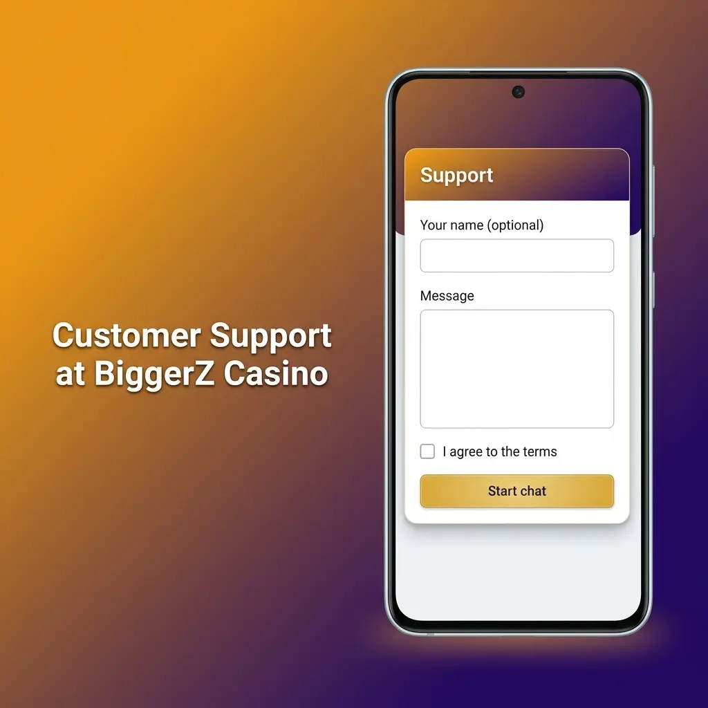 BiggerZ Casino customer support channels including live chat, email support, and help centre for withdrawal assistance