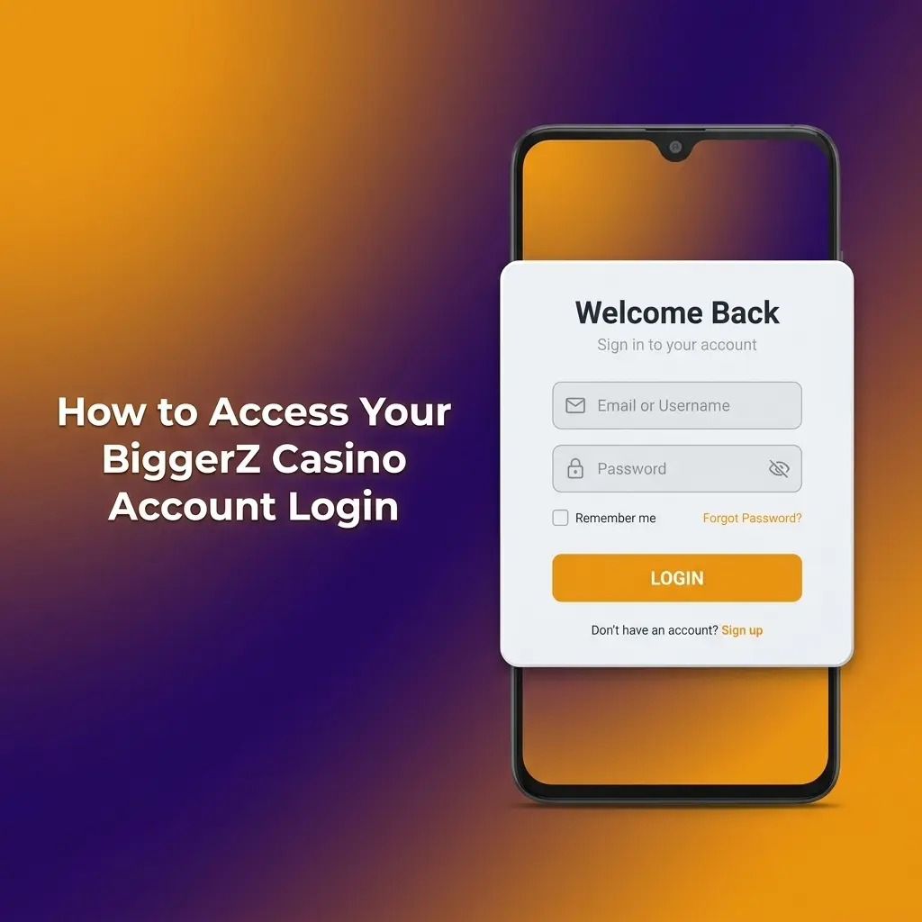 BiggerZ Casino account login page showing sign-in form with email, password fields, and two-factor authentication option