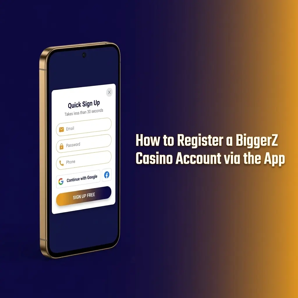 Step-by-step guide to registering a BiggerZ Casino account via the app with INR currency support