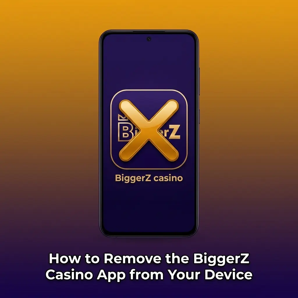 Person uninstalling BiggerZ Casino app on Android and iOS devices by holding app icon to remove it