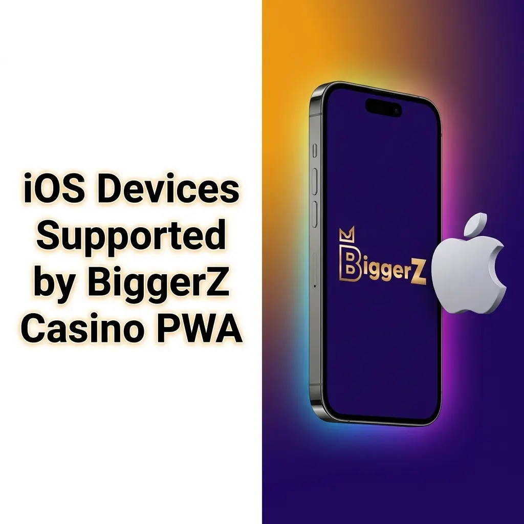 Apple iOS devices compatible with BiggerZ Casino PWA including iPhone 15 Pro Max, iPhone 11, iPad Air, and iPod Touch
