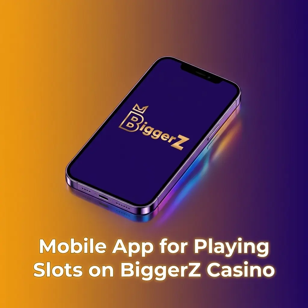 BiggerZ Casino mobile app interface showing slot games lobby with touch-friendly controls on a smartphone screen