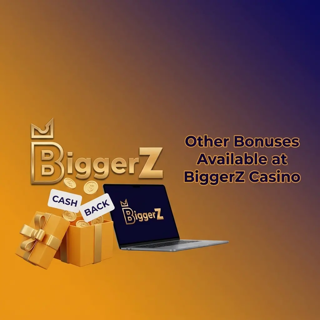 BiggerZ Casino ongoing promotions including reload bonus, free spins, cashback, VIP programme, and refer a friend offer