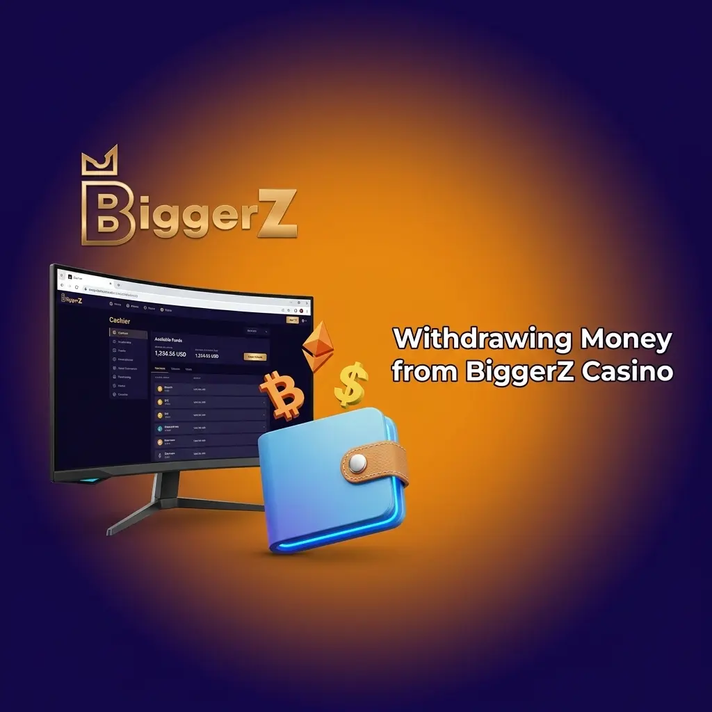 BiggerZ Casino withdrawal process steps showing cashier section and transaction history dashboard for Indian players